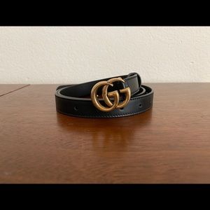 GUCCI leather belt with double G buckle
